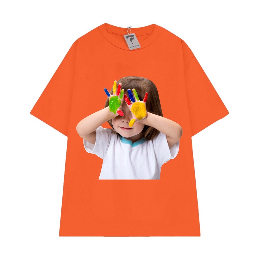 Áo thun unisex nam nữ form rộng in hình em bé tay sơn 10 màu dễ chọn FPLUS FP138