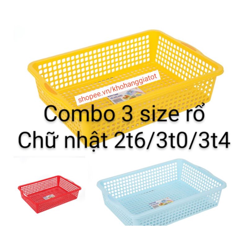 COMBO 3 RỔ CHỮ NHẬT 2T6/3T0/3T4 DUY TÂN