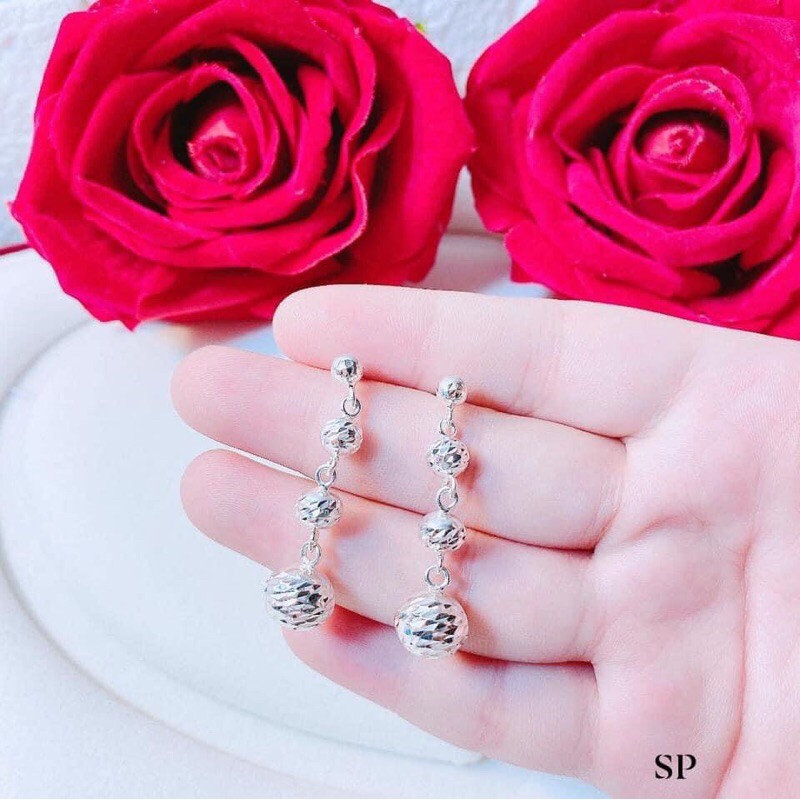 BÔNG TAI BẠC BI PHAY CHO NỮ