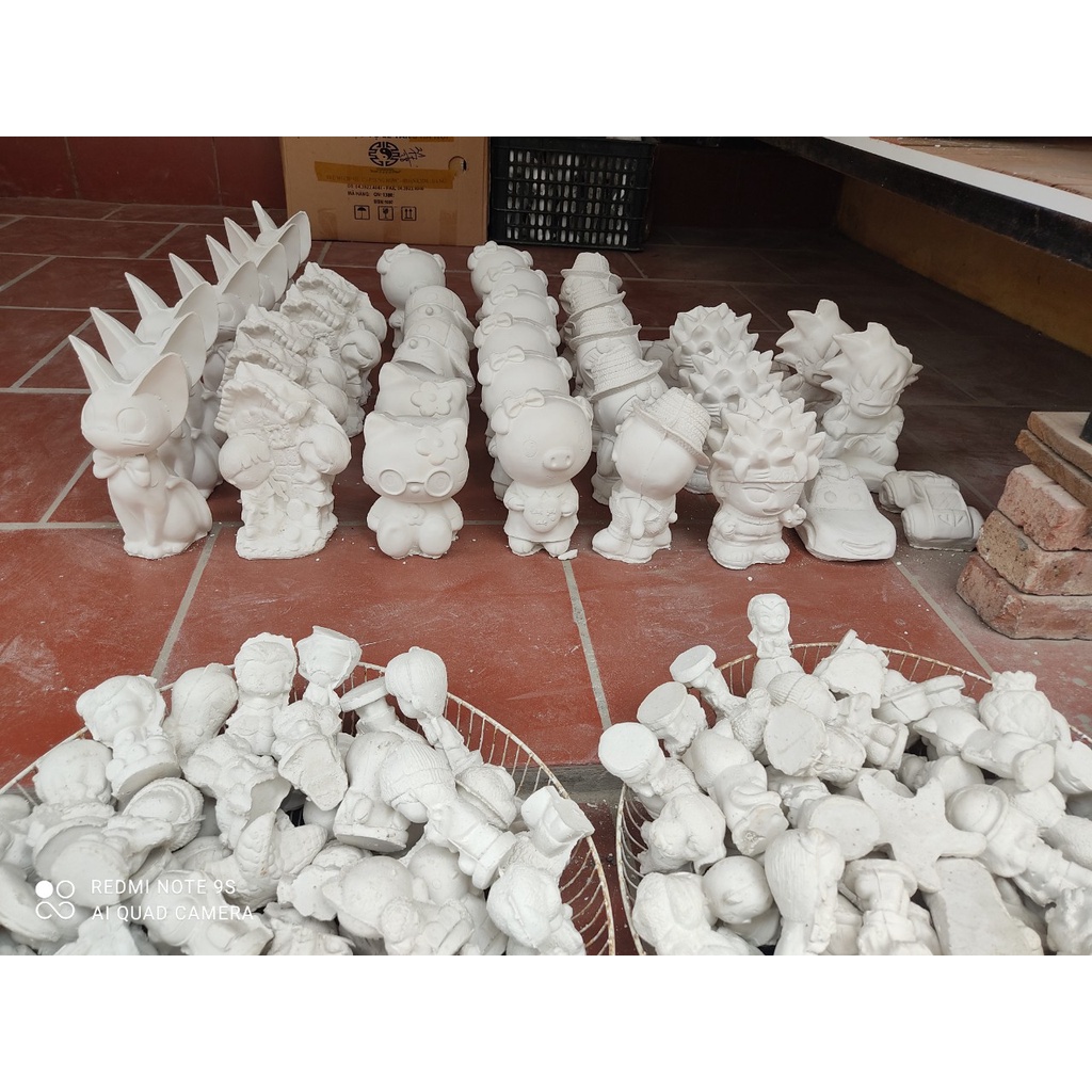 Combo 5 tô tượng màu thạch cao size 9-13 cm tặng kèm màu cho bé tăng khả năng sáng tạo