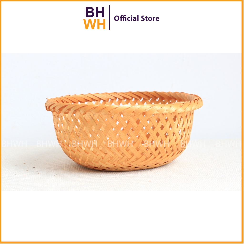 Rổ tre tròn đan thưa BHWH, đựng thức ăn, đựng vật dụng nhỏ, trang trí bếp, trang trí nhà, trang trí nhà hàng