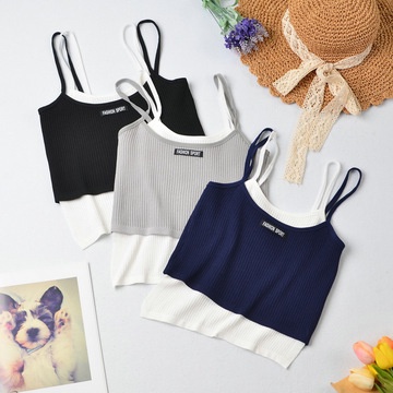 Áo hai dây giả hai lớp màu sắc tương phản dáng ôm thời trang mùa hè  dành cho nữ