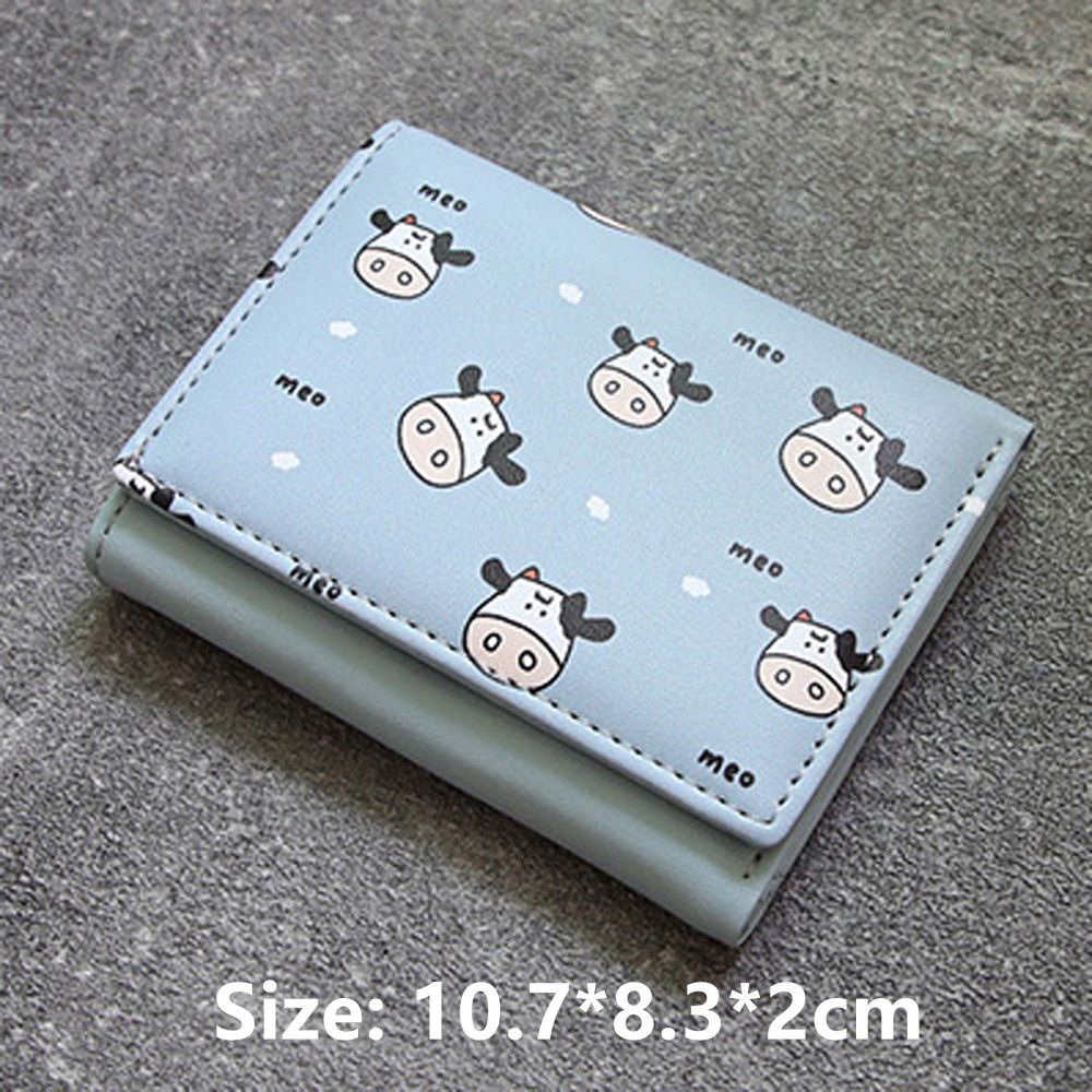 Ví đựng thẻ ID/thẻ xe buýt/tiền xu nhỏ gọn họa tiết bò sữa dễ thương nhiều màu cho nữ