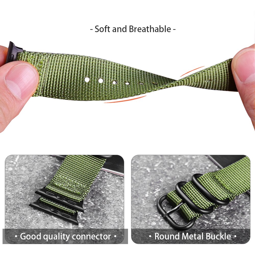 Dây đeo nylon khóa kim loại thích hợp cho Apple Watch dòng 6 Se 5 4 3 2 1 42mm 38mm 40mm 44mm