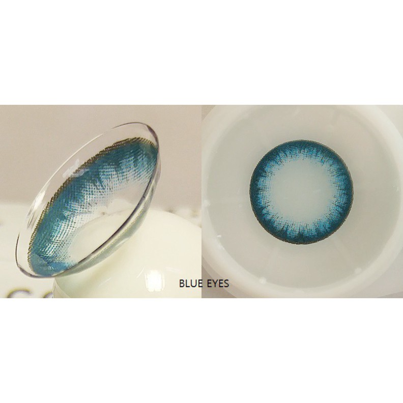 Lens xanh, Kính áp tròng  màu xanh  JEJE BLUE, lens áp tròng giãn nhẹ  DIA  14.0, HSD 6 tháng.