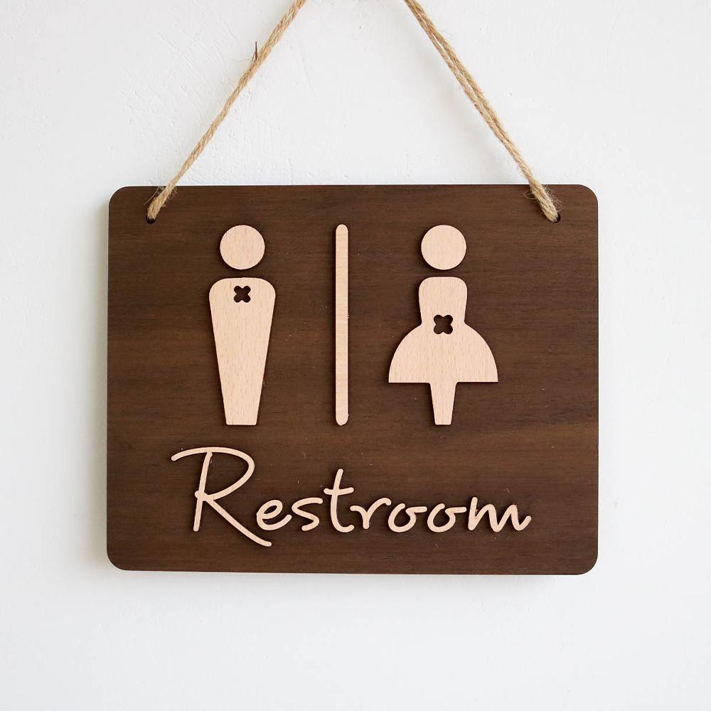 Bảng gỗ decor Toilet đôi