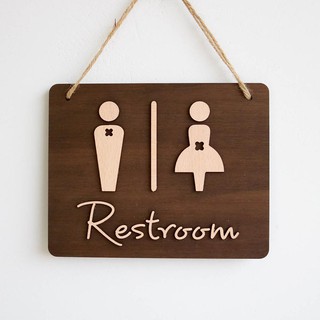 Bảng gỗ decor Toilet đôi