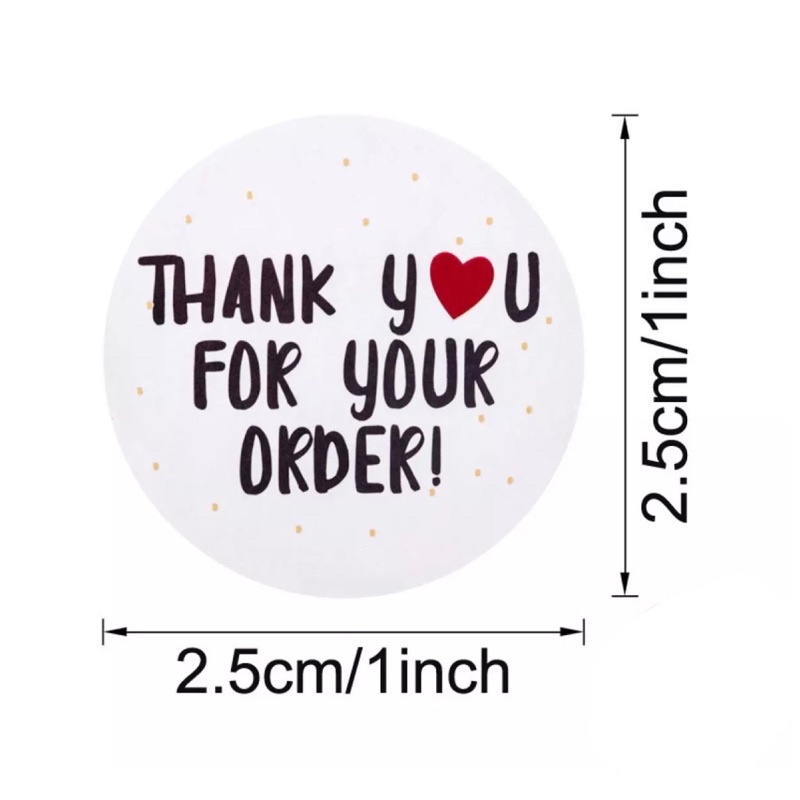 500 Tem Cám Ơn Dạng Cuộn Đường Kính 2.5cm Thank Y❤️u For Your Order Sticker Dán Kiện Hàng, Thư, Niêm Phong - Azzin Store