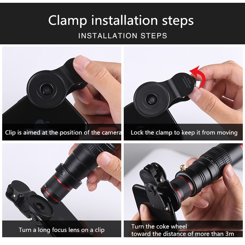 Cell Phone Camera Lens, 22X Optical Manual Focus Telephoto Lens Kit with Mini Flexible Tripod