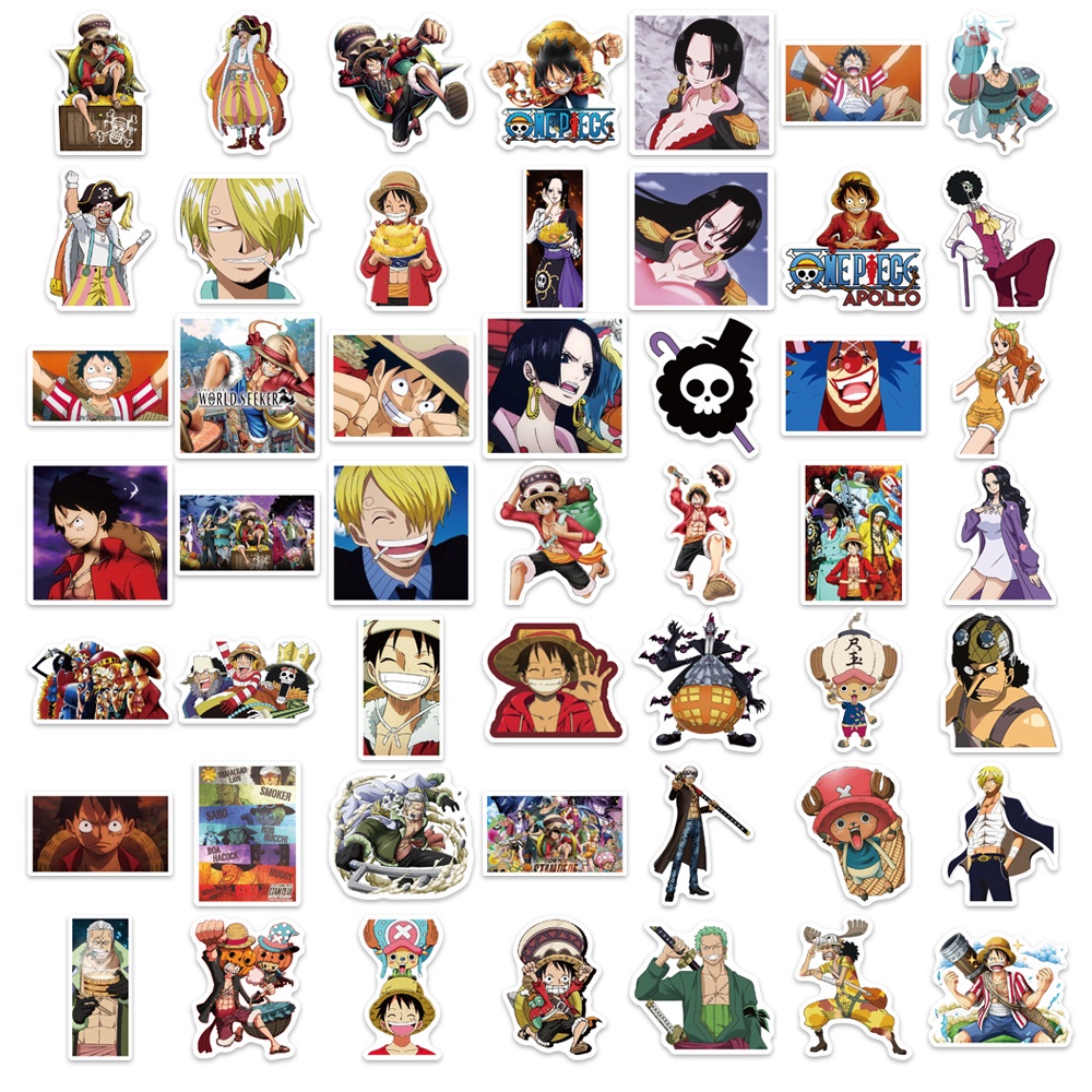 Set 10/25/50 miếng dán hình anime One Piece chống thấm nước trang trí cho laptop/điện thoại/cốc/xe hơi/Graffiti/đồ chơi