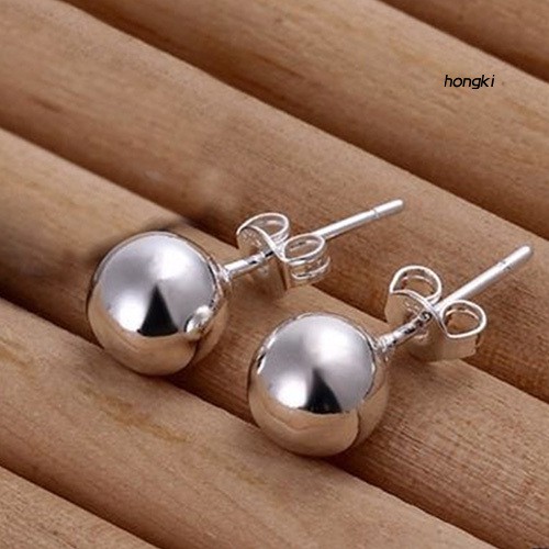 Hoa Tai Hình Quả Cầu Màu Bạc Bằng Thép Không Gỉ Thời Trang Dành Cho Nữ