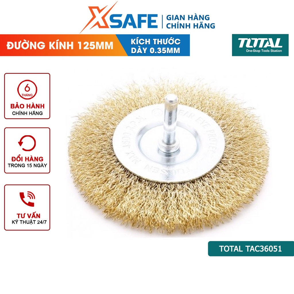 Bánh cước TOTAL TAC36051 sợi đồng, đường kính 125mm, kích thước dây 0.35mm, đánh rỉ các vật dụng - chính hãng