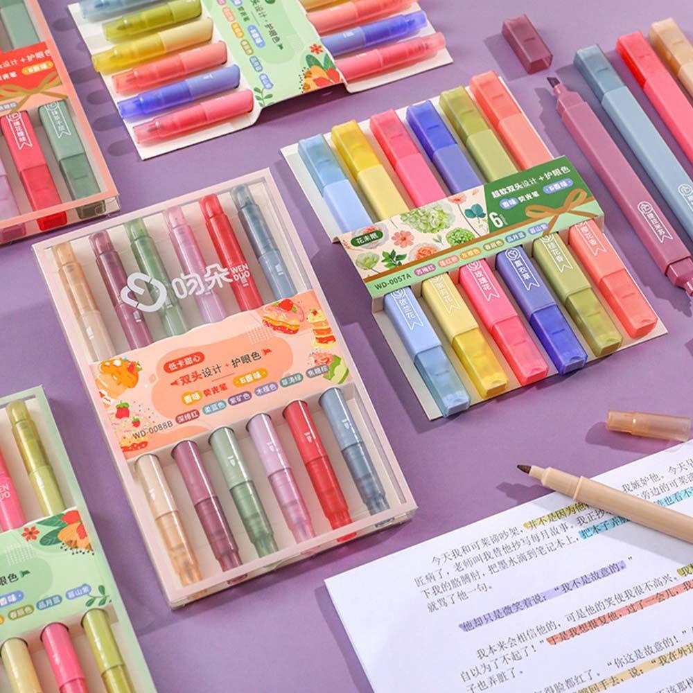 PATRICIA Bút Đánh Dấu Hai Đầu Mềm Mại Nhiều Màu Sắc Dành Cho Học Sinh