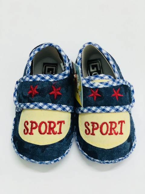 Giày tập đi đế bệt vải jean - Baby Sport