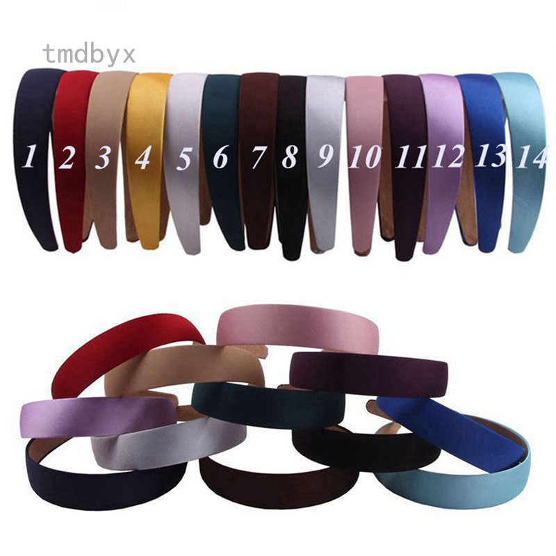 Tmdbyx Băng đô cài tóc vải Satin bản rộng thời trang dành cho nữ