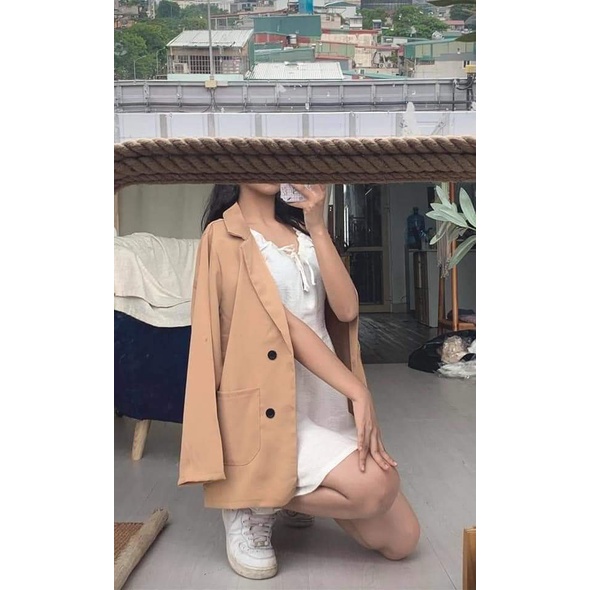 Áo Blazer Vest nữ dài tay trơn 1 lớp khoác ngoài kiểu Hàn Quốc đẹp Rubyshop94