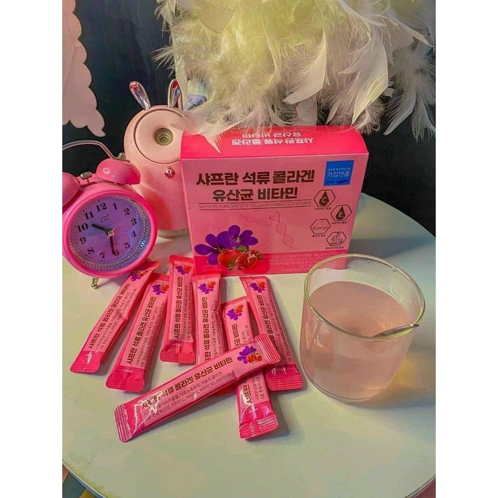 Bột Collagen Lựu Đỏ Nhụy Hoa Nghệ Tây Saffron Bio Cell Hàn Quốc, collagen nghệ tây saffron Tiên Authentic