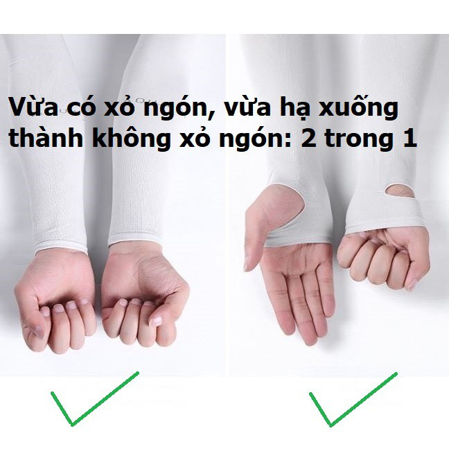 Găng Tay Lụa Chống Nắng Hàn Quốc Xỏ Ngón Đủ Màu, Loại Dày Dặn Ngăn Tia UV