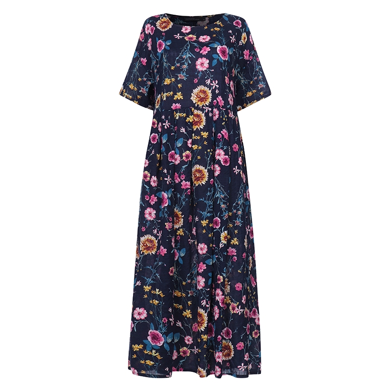 Đầm Maxi ZANZEA Ngắn Tay Dáng Rộng In Họa Tiết Thời Trang Cho Nữ | BigBuy360 - bigbuy360.vn