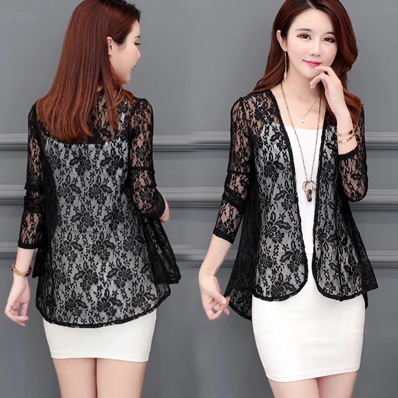 Áo Khoác Cardigan Phối Ren Cao Cấp Thời Trang Theo Phong Cách Hàn Quốc | BigBuy360 - bigbuy360.vn