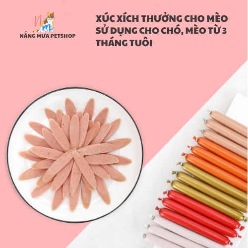 Xúc xích cho chó, mèo, hamter thức ăn cho chó mèo dinh dưỡng 15gr_ Mua 10 tặng 1