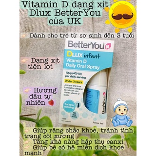 Vitamin D3 Dlux dạng xịt 15ml cho bé của Anh Quốc