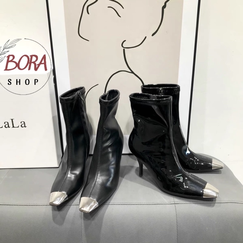 Boot cao gót nữ xuất xịn Hàn Quốc BORA SHOP mũi bọc kim loại order