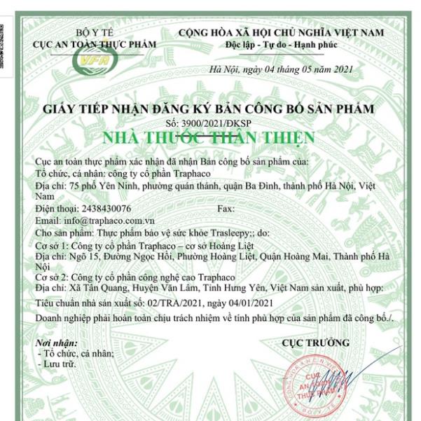 TRASLEEPY – Giúp dưỡng tâm an thần, giúp dễ ngủ, giảm căng thẳng, lo âu (20 viên)
