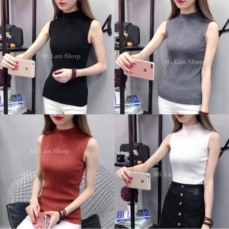 Áo len sát nách cổ 5 phân các kiểu thời trang