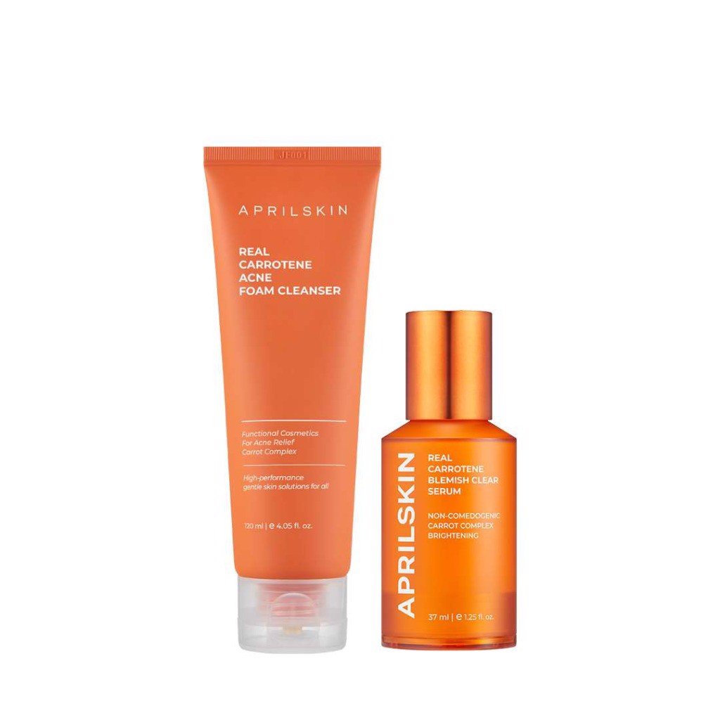 Sữa Rửa Mặt Cà Rốt APRILSKIN 120ml và Tinh chất Cà rốt APRILSKIN Real Carrotene Blemish Clear Serum 37ml