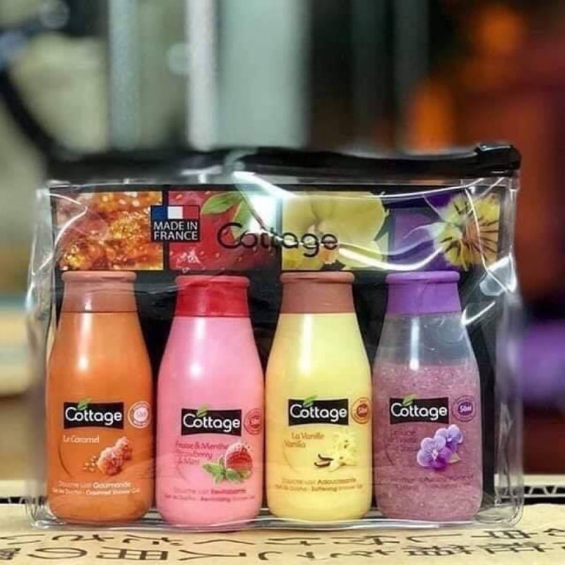 Set 4 chai Sữa tắm Cottage Pháp mini x 50ml siêu dễ thương