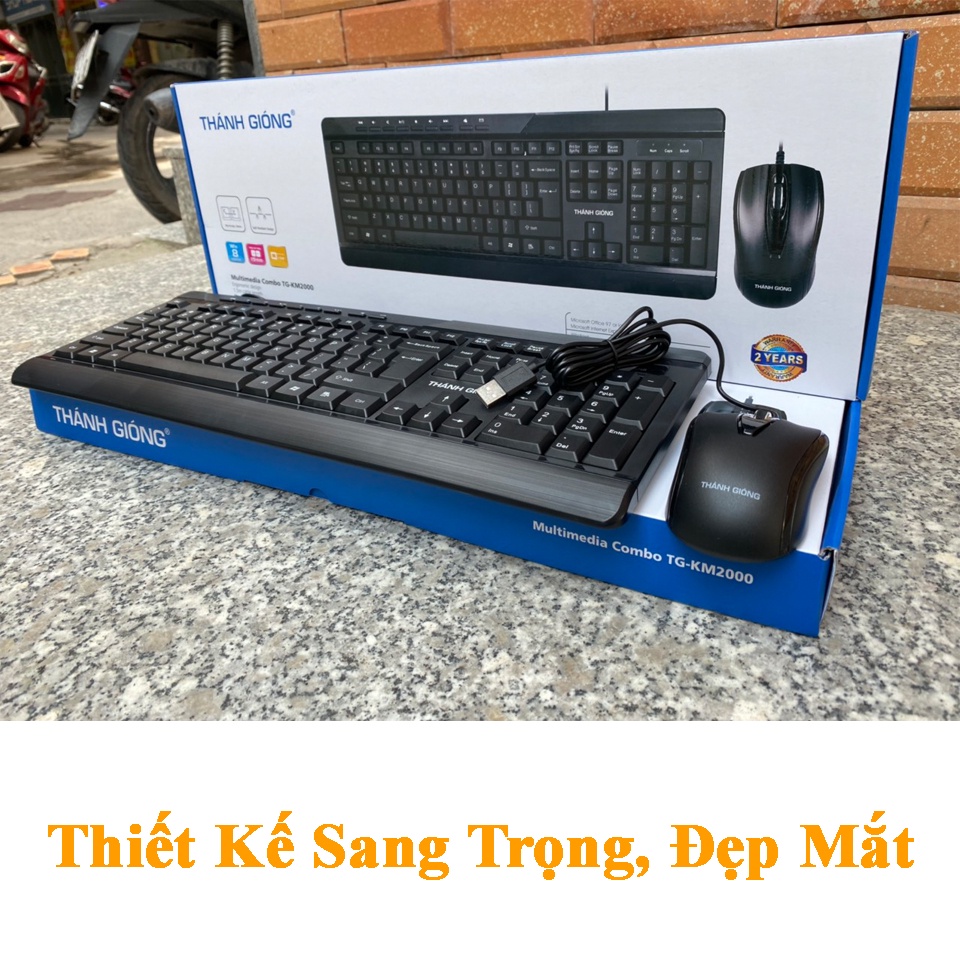 Combo Bàn Phím kèm chuột Thánh Gióng TG-KM2000 | Bộ bàn phím tính máy văn phòng bền, đẹp | Bảo hành 12 tháng