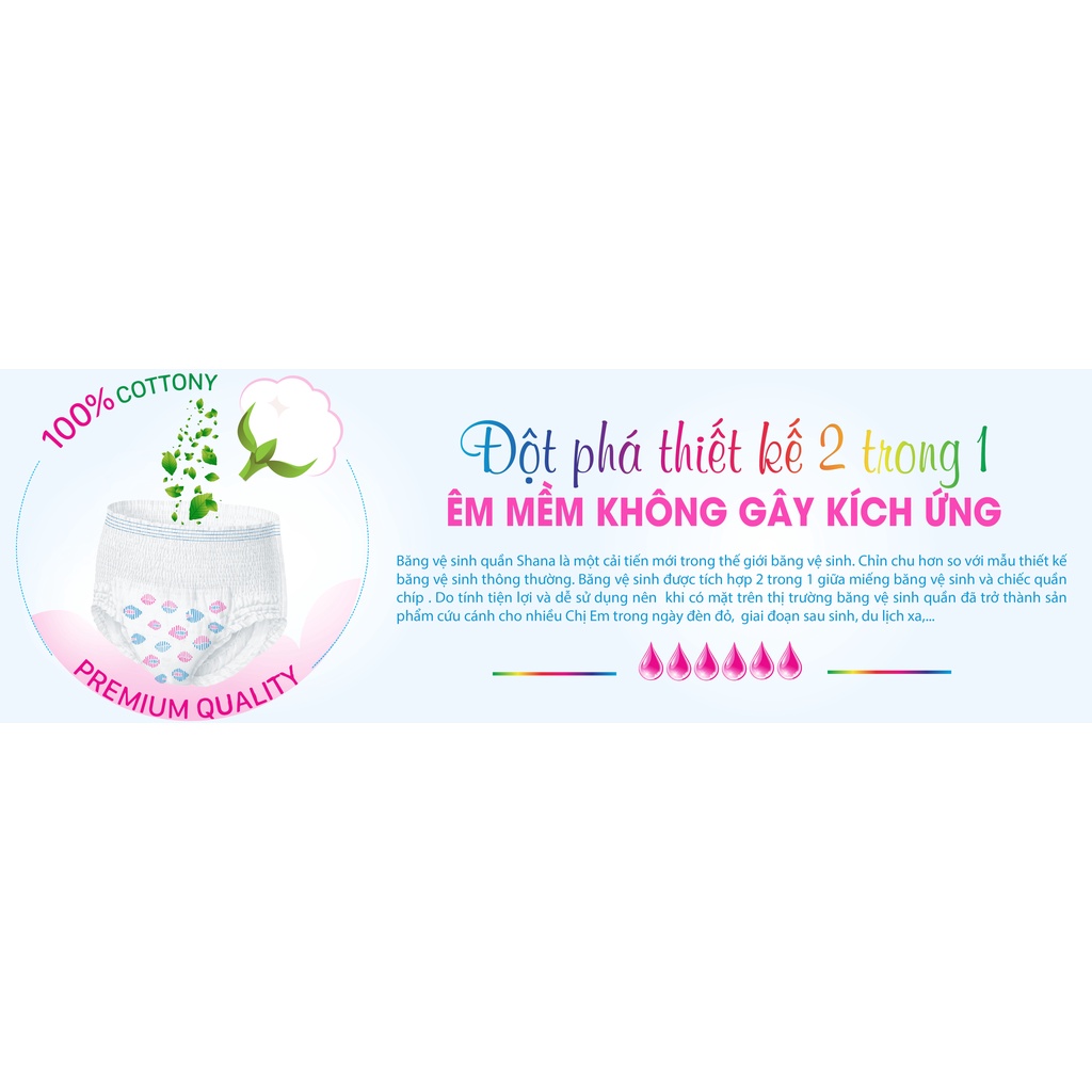 Bộ 4 gói Băng vệ sinh dạng quần SHANA tiện lợi, mềm mại 2 chiếc/gói