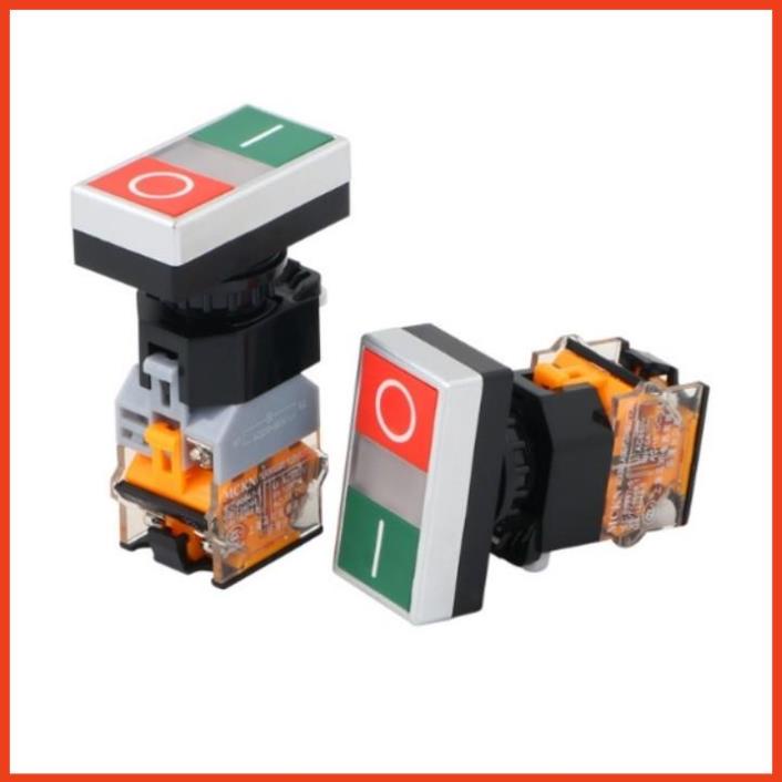 Công tắc nhấn đôi LA38-11DRG phi 22mm on-off có đèn led điện áp 24VDC, 220VAC