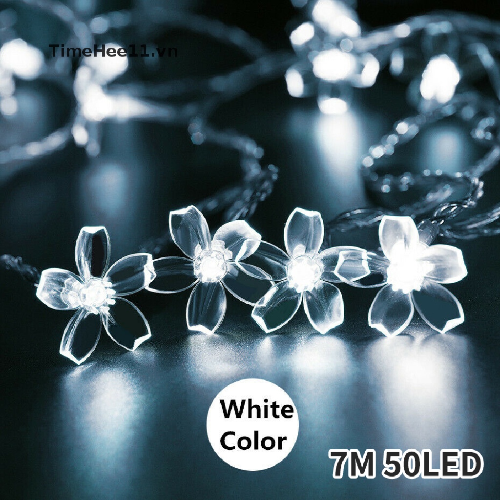 【TimeHee11】 50LED Christmas Solar Flower String Lights Garden Outdoor Fairy Lights Party UK [VN]