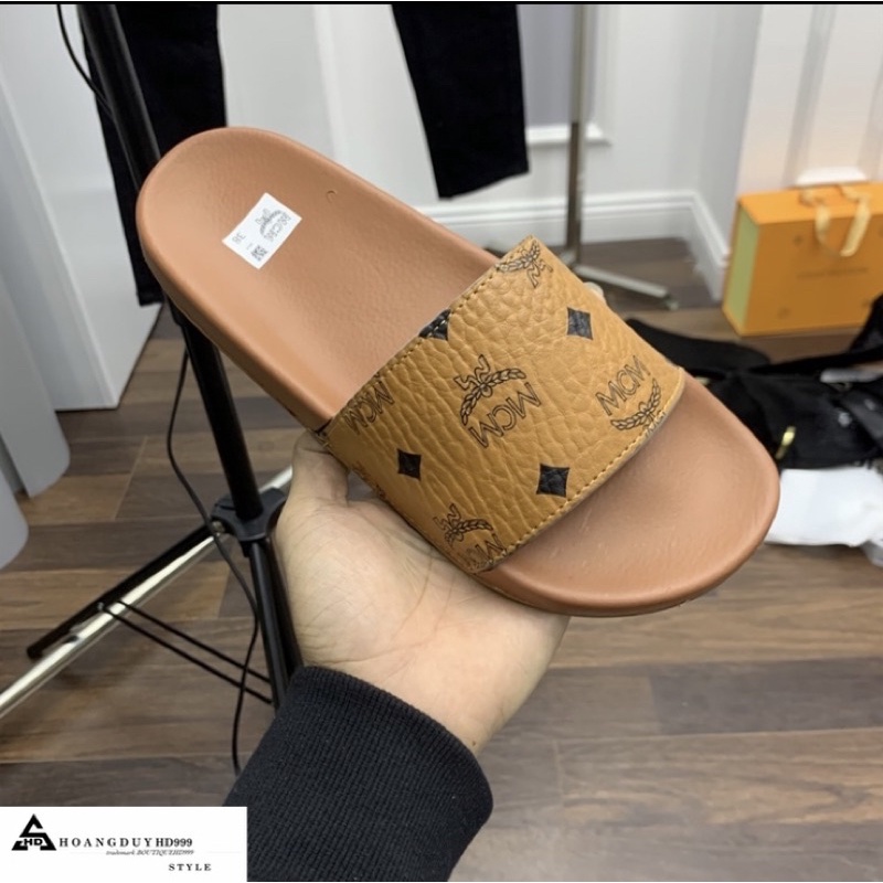 Dép lê nam quai ngang in hình MCM kèm ảnh thật - Dép nam quai da sần chất đẹp