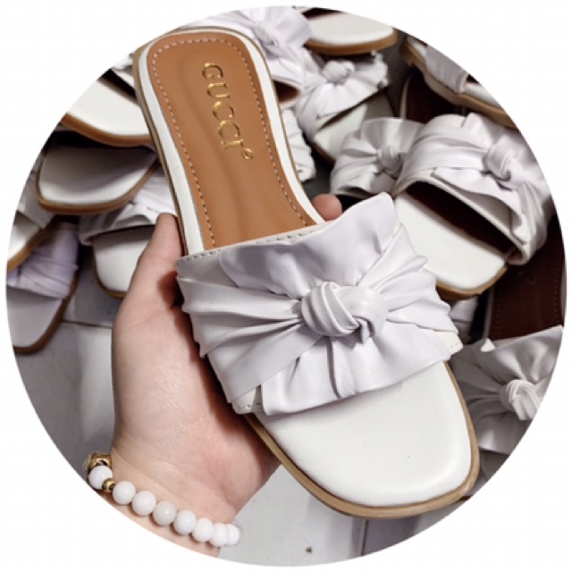 Dép lê nơ 2 màu đen trắng / dép nữ đẹp