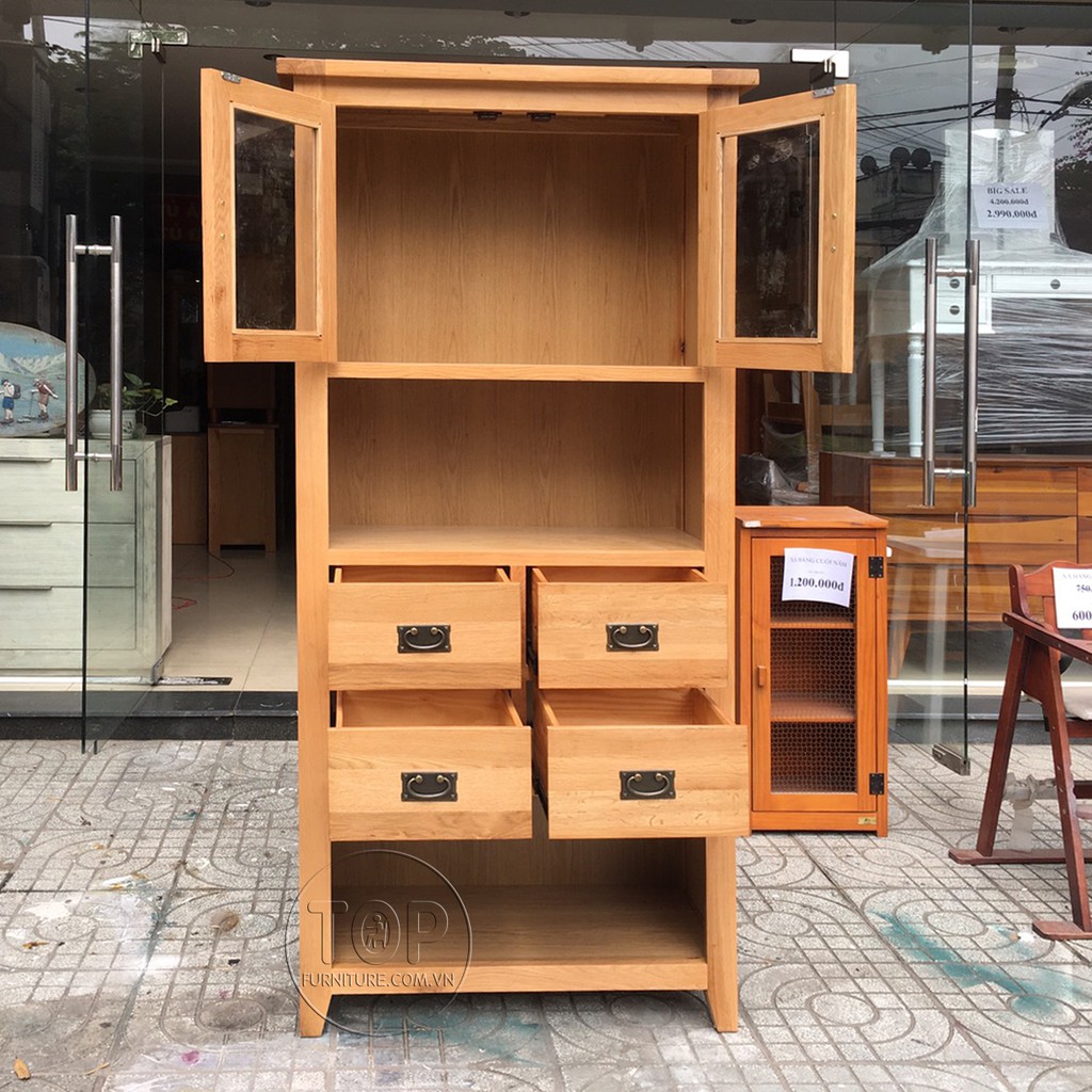 Tủ trưng bày gỗ sồi Mỹ NB031