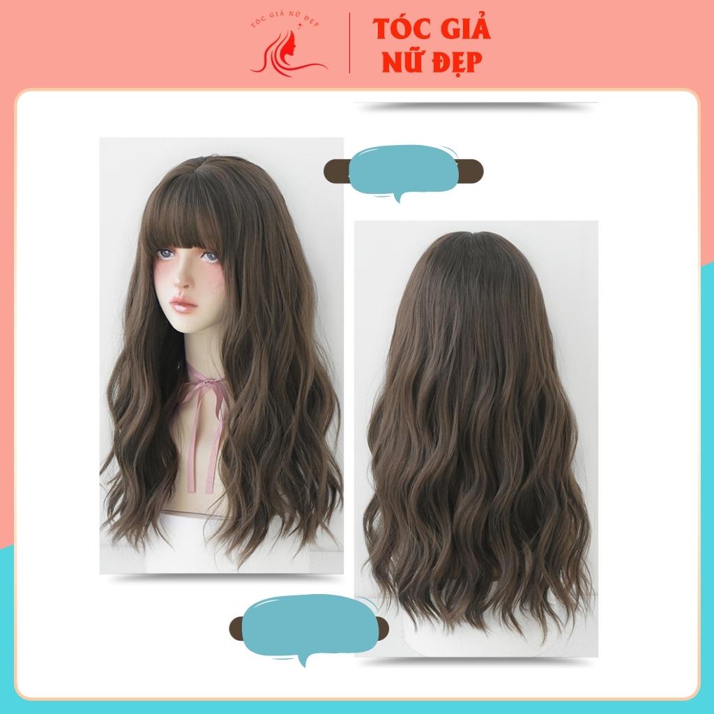Tóc giả nữ nguyên đầu xoăn xóng nước, c8269, tặng kèm lưới trùm