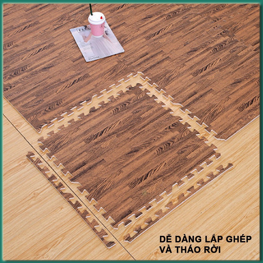 Thảm Xốp Ghép Trải Sàn 3D Vân Gỗ Và Trơn 60x60 Dày 1CM