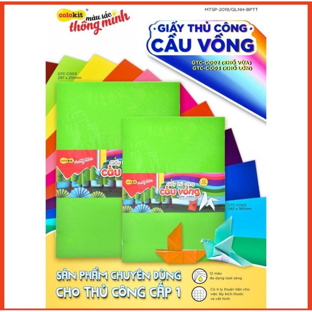 , Giấy thủ công Colokit GTC-C003 12 màu khổ lớn và khổ vừa ( 12 tờ / xấp )