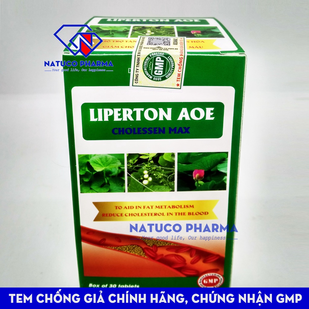 LIPERTON AOE - giúp giảm mỡ máu, gan nhiêm mỡ, giảm béo hiệu quả - thành phần 100% thảo dược - Hộp 30 viên