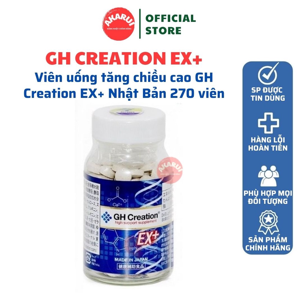 Viên uống hỗ trợ tăng chiều cao GH Creation EX+ Nhật Bản 270 viên