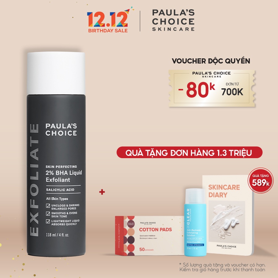 Dung dịch loại bỏ tế bào chết Paula's Choice Skin Perfecting 2% BHA Liquid Exfoliant 118 ml Mã 2010