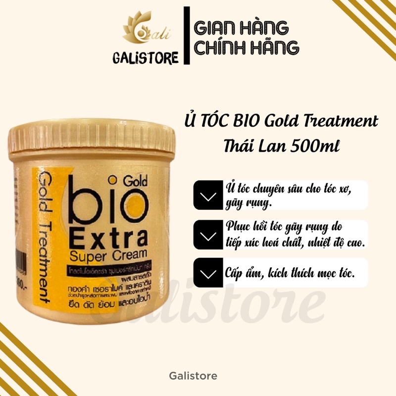 Ủ Tóc Bio Gold Treatment Thái Lan 500Ml, Dầu Xả Siêu Mềm Mượt Phục Hồi Tóc Hư Tổn Biotin Gold - Galistore
