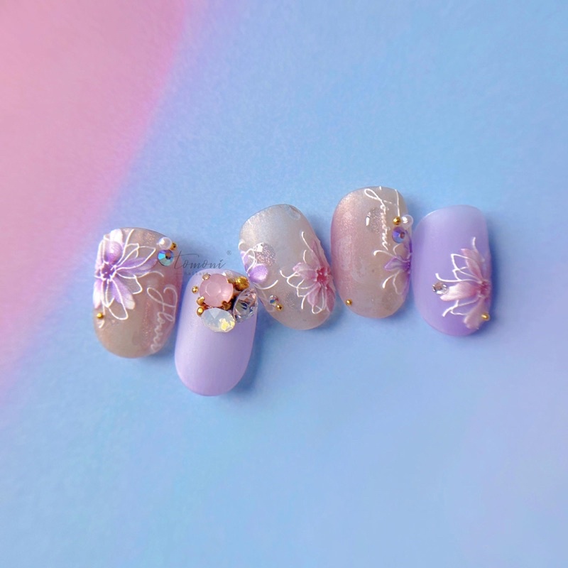 Sticker lụa 5d mẫu hoa dán móng tay nail