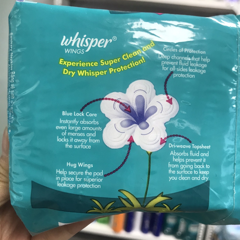 Whisper Wing Regular Flow cánh loại dày 10 miếng băng vệ sinh