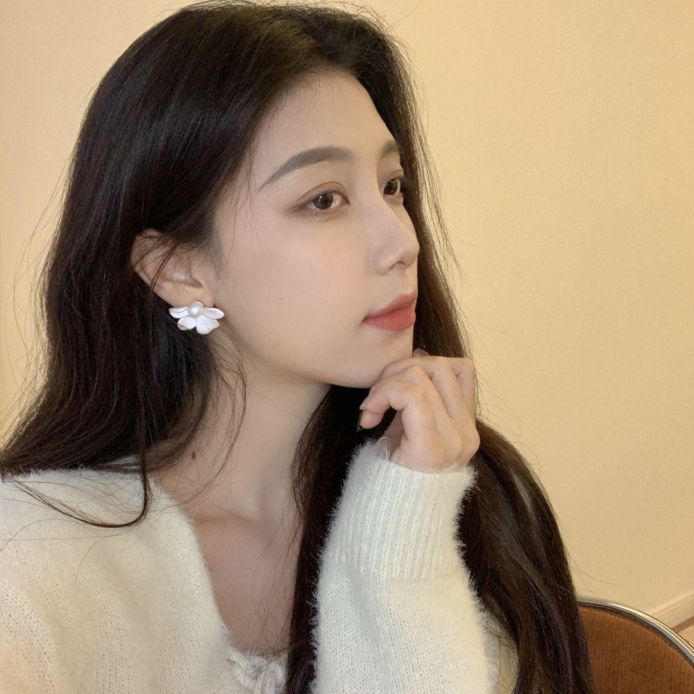 JARRED Bông Tai Hình Cánh Hoa Màu Trắng / Xanh Lá Sang Trọng Thời Trang Cho Nữ