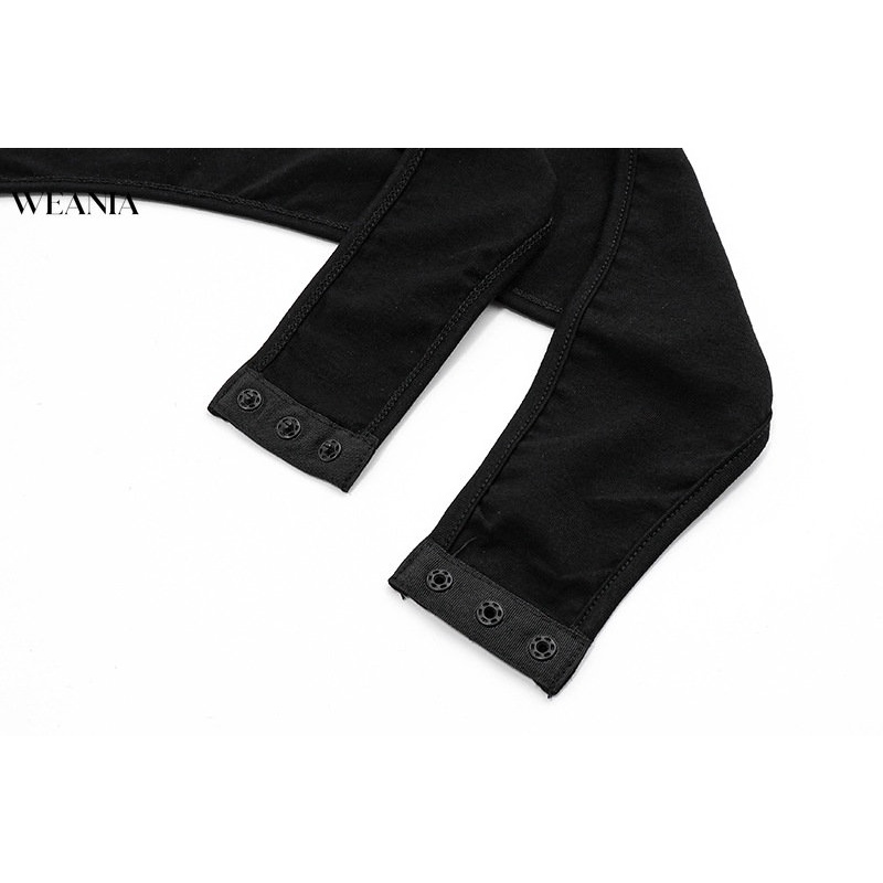 Bộ 3 Món Áo Liền Quần Hở Lưng Kèm Găng Tay Và Chân Váy Dây Rút Gợi Cảm Cho Nữ