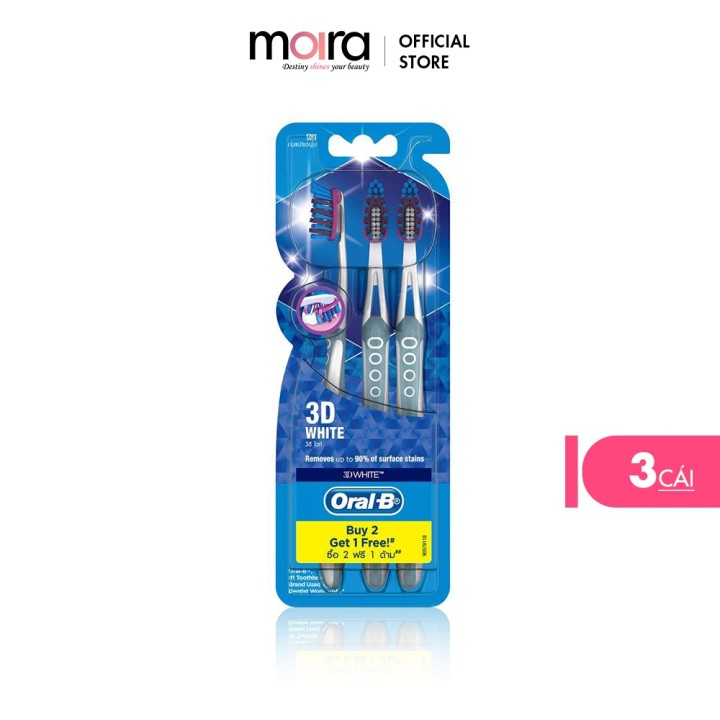 Vỉ 3 Bàn Chải Oral-B cao cấp Trắng Sáng 3D White